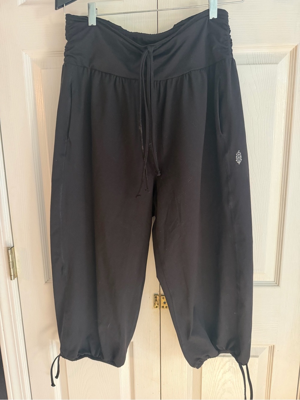 Free People Black Drawstring Capri Pants